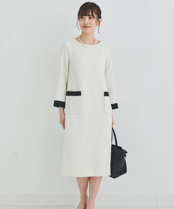 バイカラーツイードワンピース