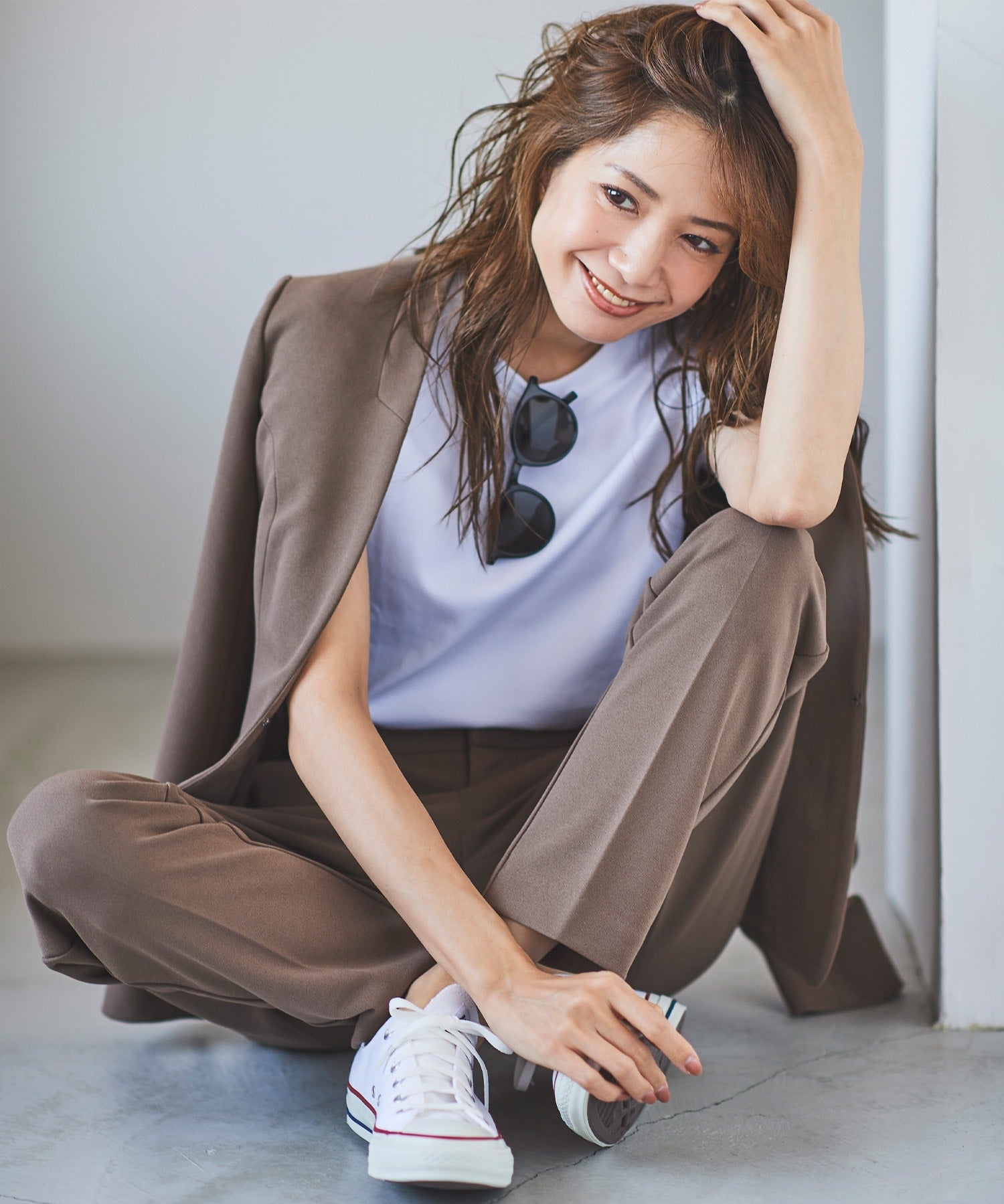 ノーカラージャケット・タックセンタープレスパンツ 2点セット