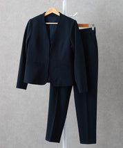 ノーカラージャケット・タックセンタープレスパンツ 2点セット