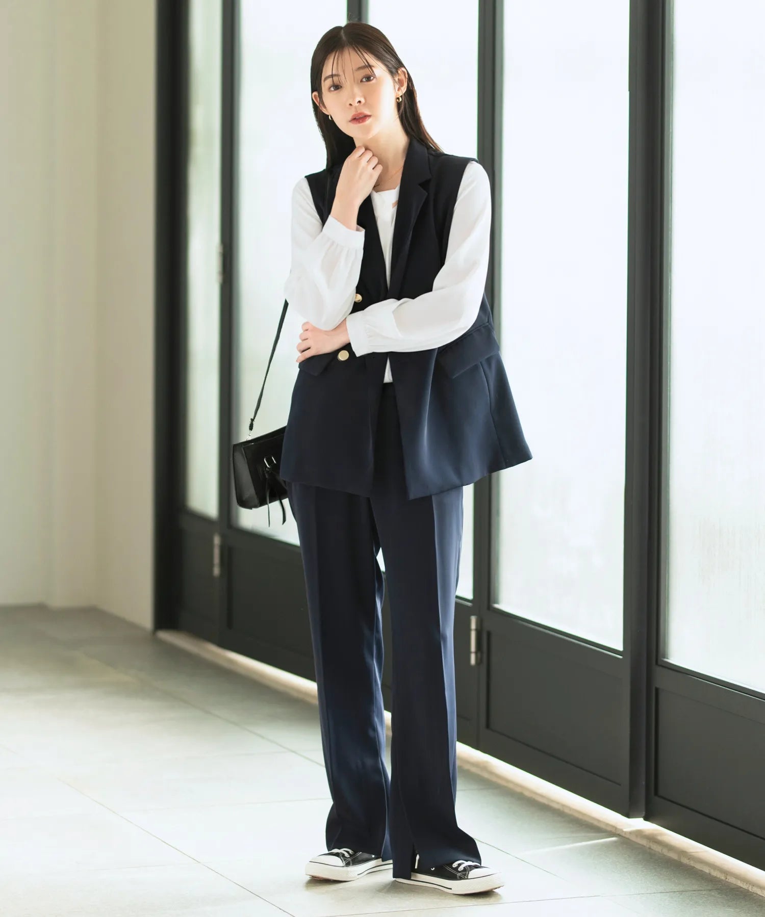 ジョーゼットカセットジレ・パンツセットアップ