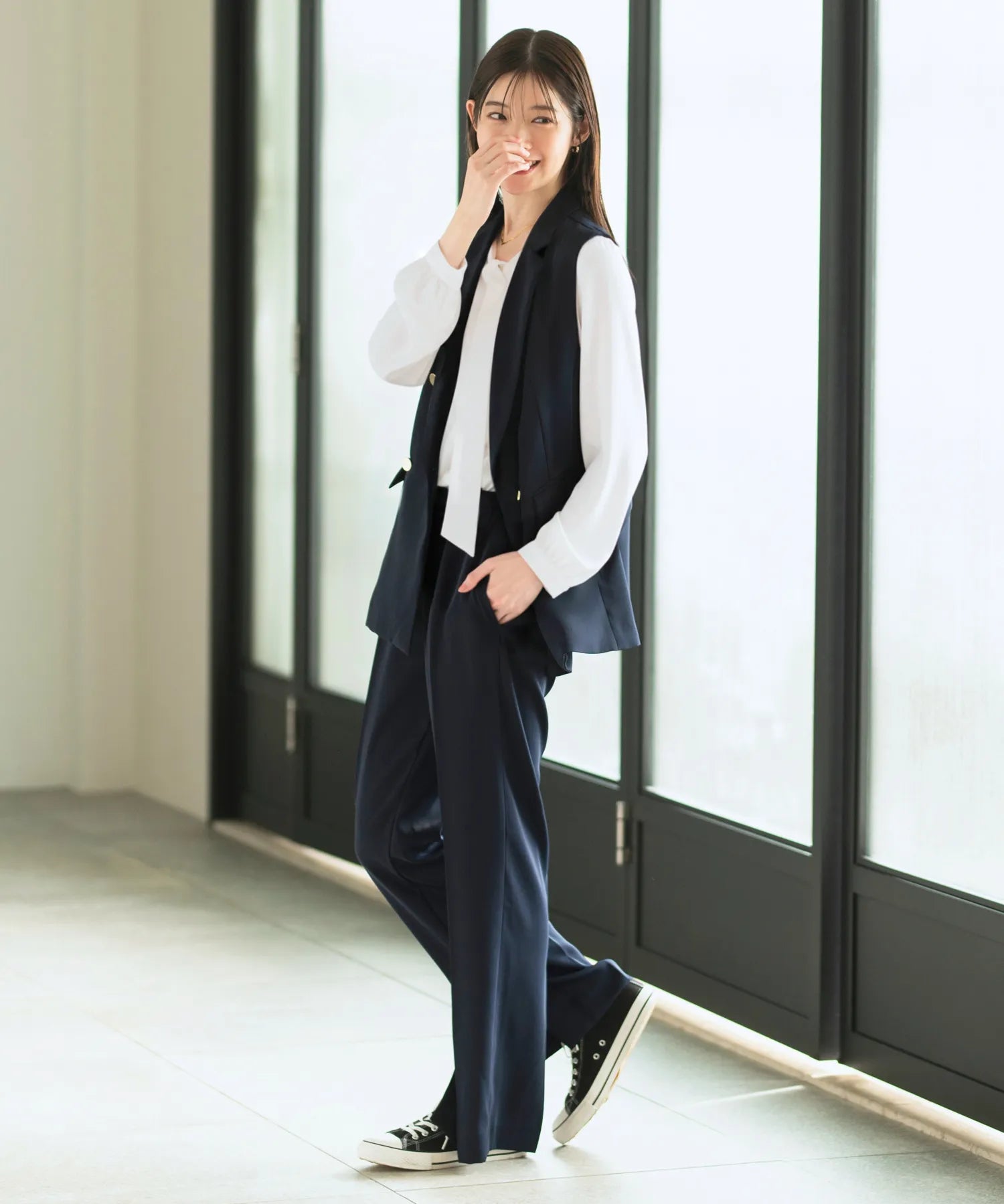 ジョーゼットカセットジレ・パンツセットアップ