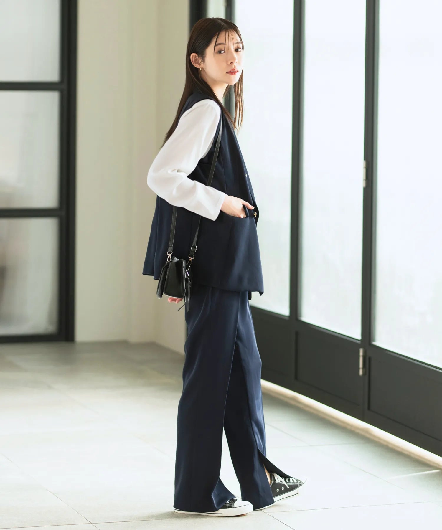 ジョーゼットカセットジレ・パンツセットアップ