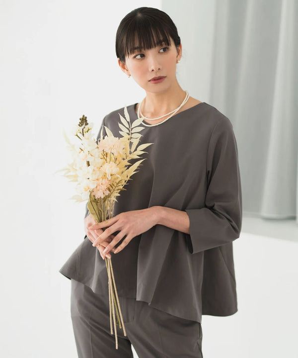 【セットアップ対応/洗える/セレモニースーツ】2WAY サッシュベルト付きペプラムフレアトップス 単品