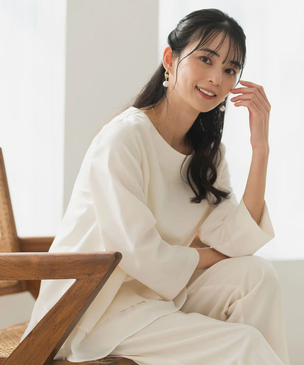 【セットアップ対応/洗える/防シワ/UV/花粉防止】レイヤード風トップス 単品