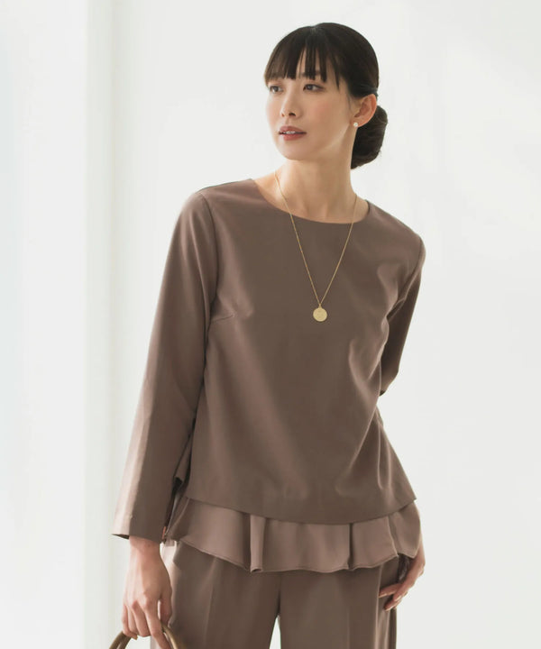 【セットアップ対応/洗える/セレモニースーツ】ふんわり裾ペプラムトップス 単品