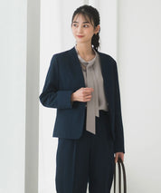《2025新作》【洗える/防シワ/UV/花粉防止/オフィスカジュアル】モダンノーカラージャケット 単品