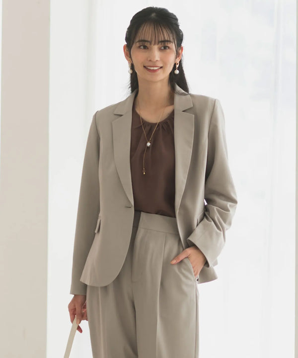 【洗える/防シワ/UV/花粉防止/オフィスカジュアル】ストレッチテーラードジャケット 単品