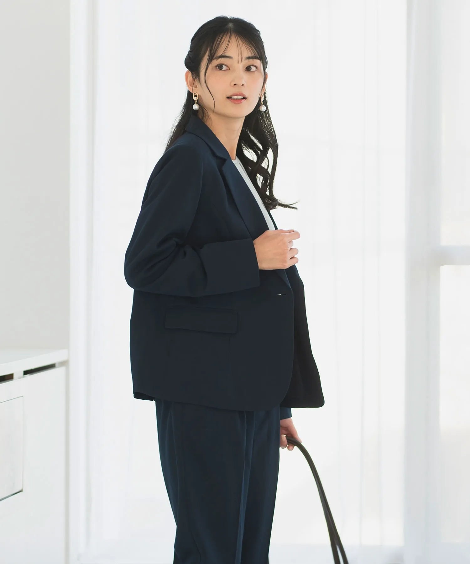 《2025新作》【洗える/防シワ/UV/花粉防止/オフィスカジュアル】ストレッチテーラードジャケット 単品