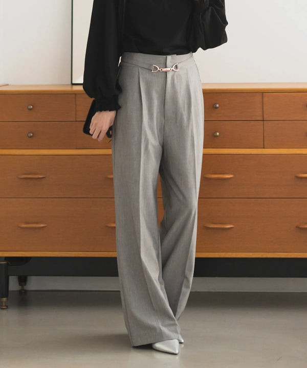 ビット付きセミワイドパンツ