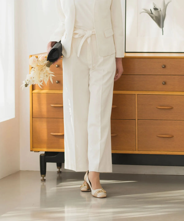 【セットアップ対応/洗える/セレモニースーツ】サッシュベルト付アンクル丈ストレートパンツ 単品