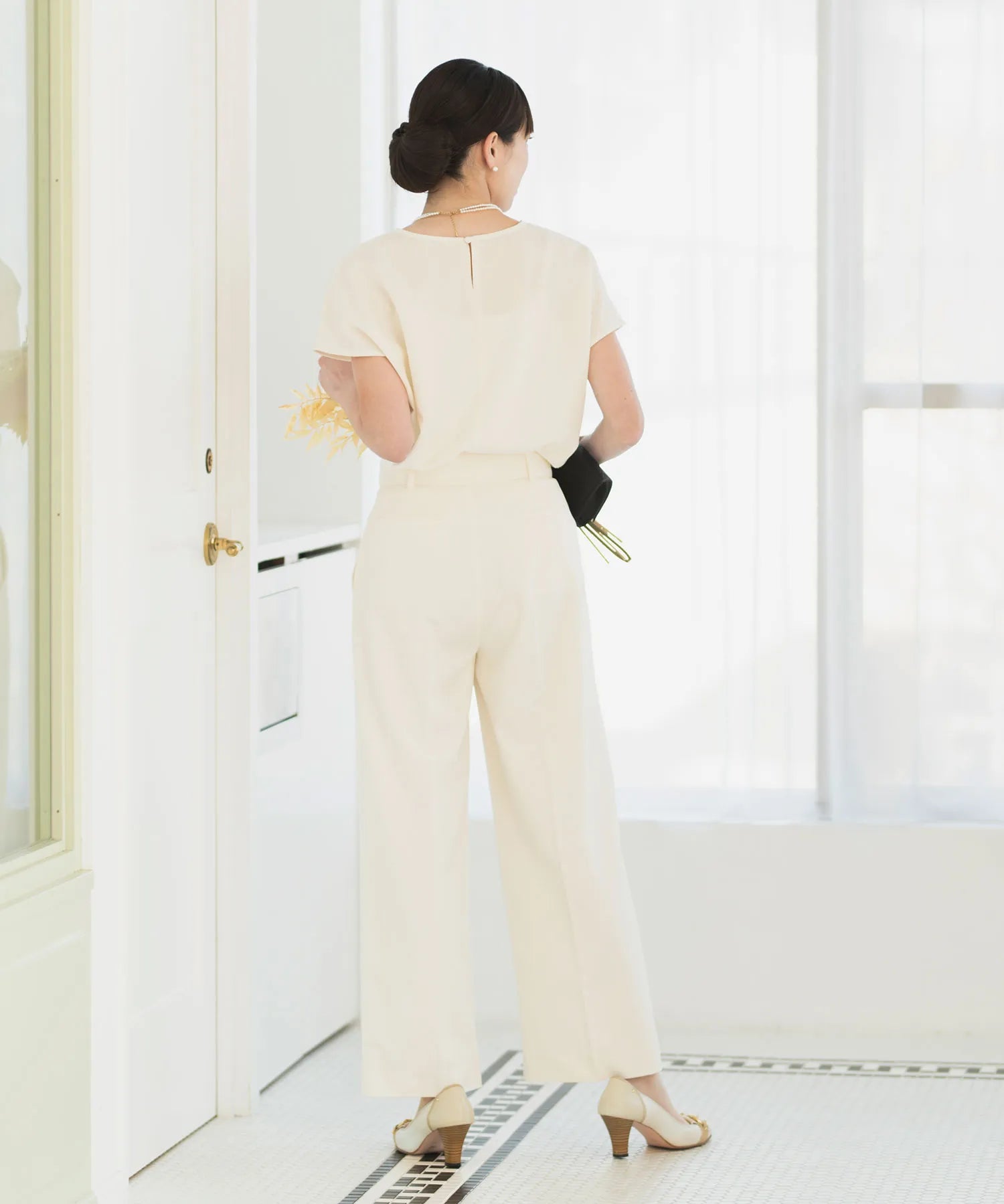 《2025新作》【セットアップ対応/洗える/セレモニースーツ】サッシュベルト付アンクル丈ストレートパンツ 単品