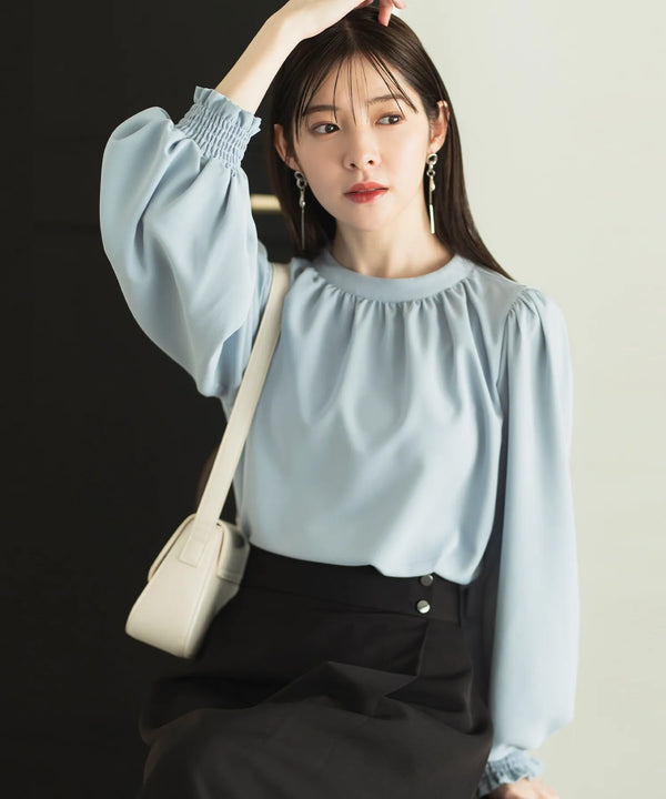 バルーン袖とろみブラウス