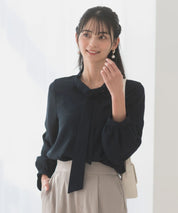 《2025新作》【洗える/防シワ加工/UV加工/花粉防止】2WAYボウタイブラウス