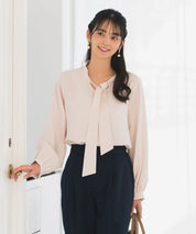《2025新作》【洗える/防シワ加工/UV加工/花粉防止】2WAYボウタイブラウス