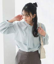 《2025新作》【洗える/防シワ加工/UV加工/花粉防止】タックボウタイブラウス