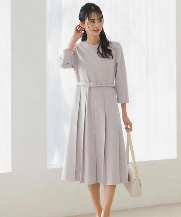 【セレモニースーツ/洗える/防シワ/UV/花粉防止】プリーツワンピース