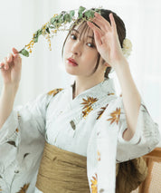 夏麗し浴衣 みやび向日葵 4点セット（浴衣・兵児帯・腰紐×2)