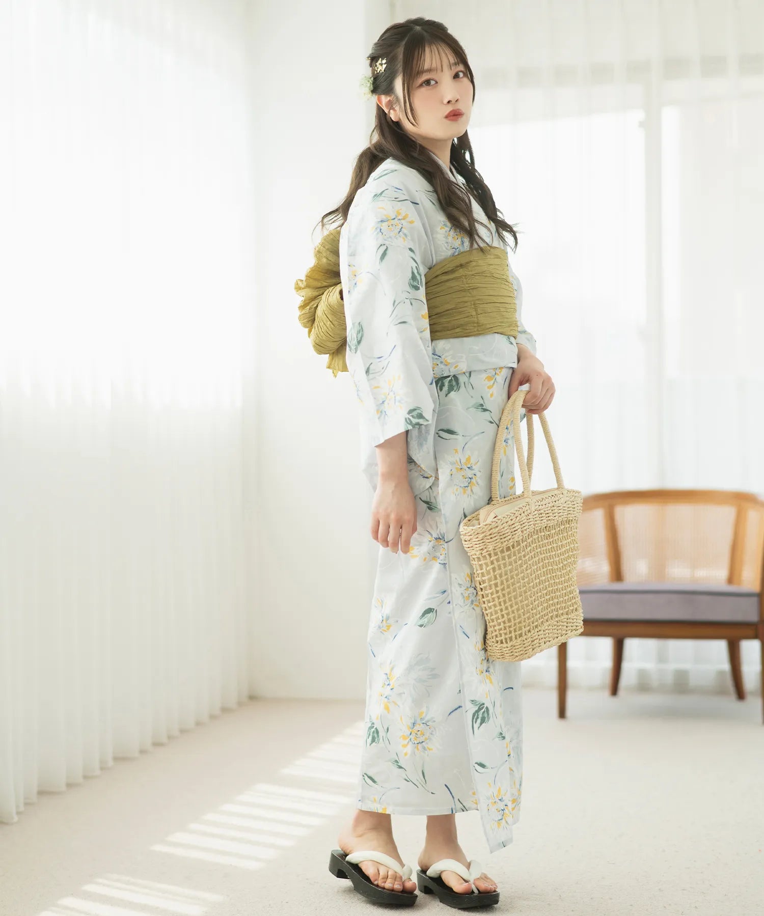 夏麗し浴衣 ひまわり夏乙女 4点セット（浴衣・兵児帯・腰紐×2)