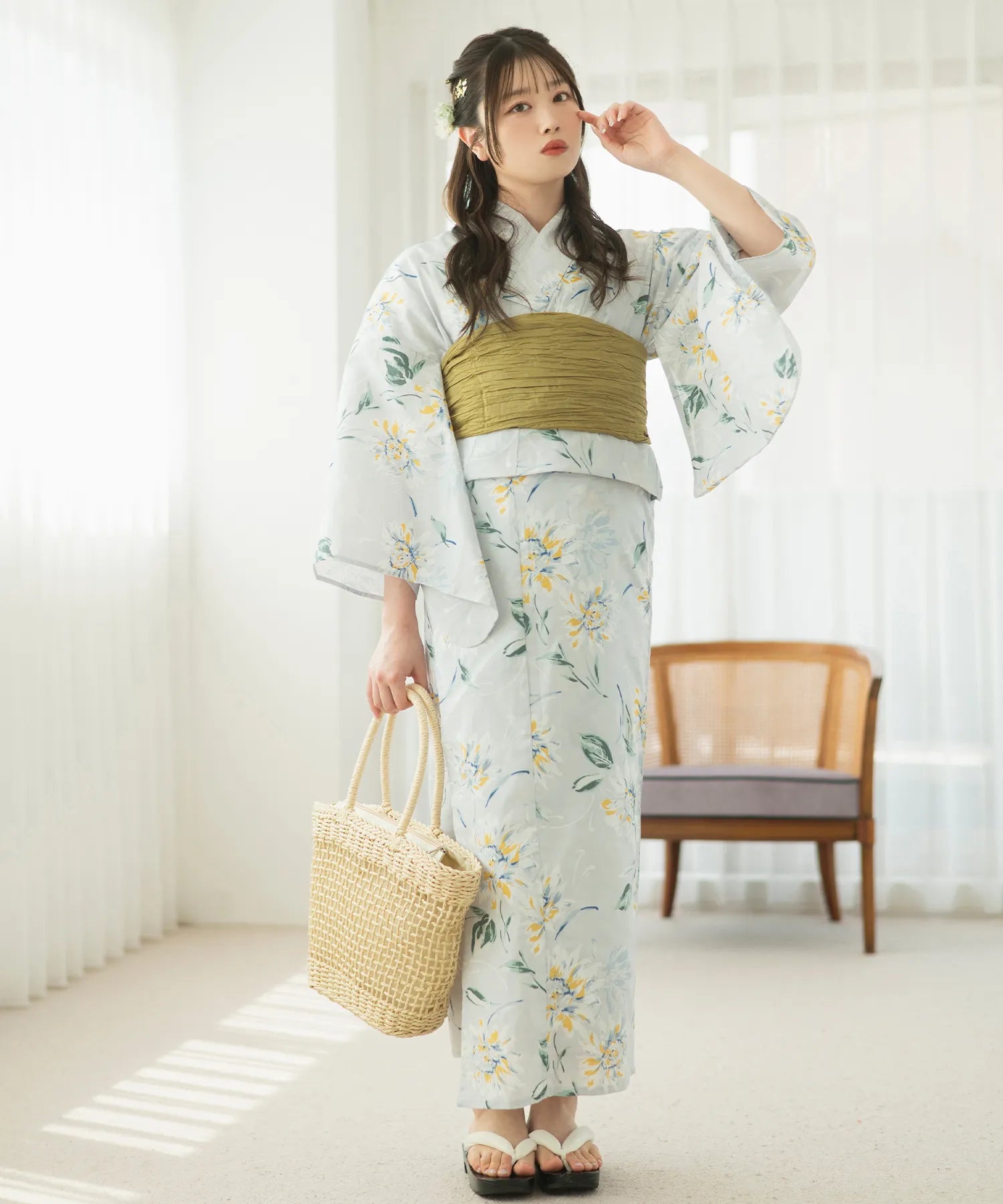 夏麗し浴衣 ひまわり夏乙女 4点セット（浴衣・兵児帯・腰紐×2)
