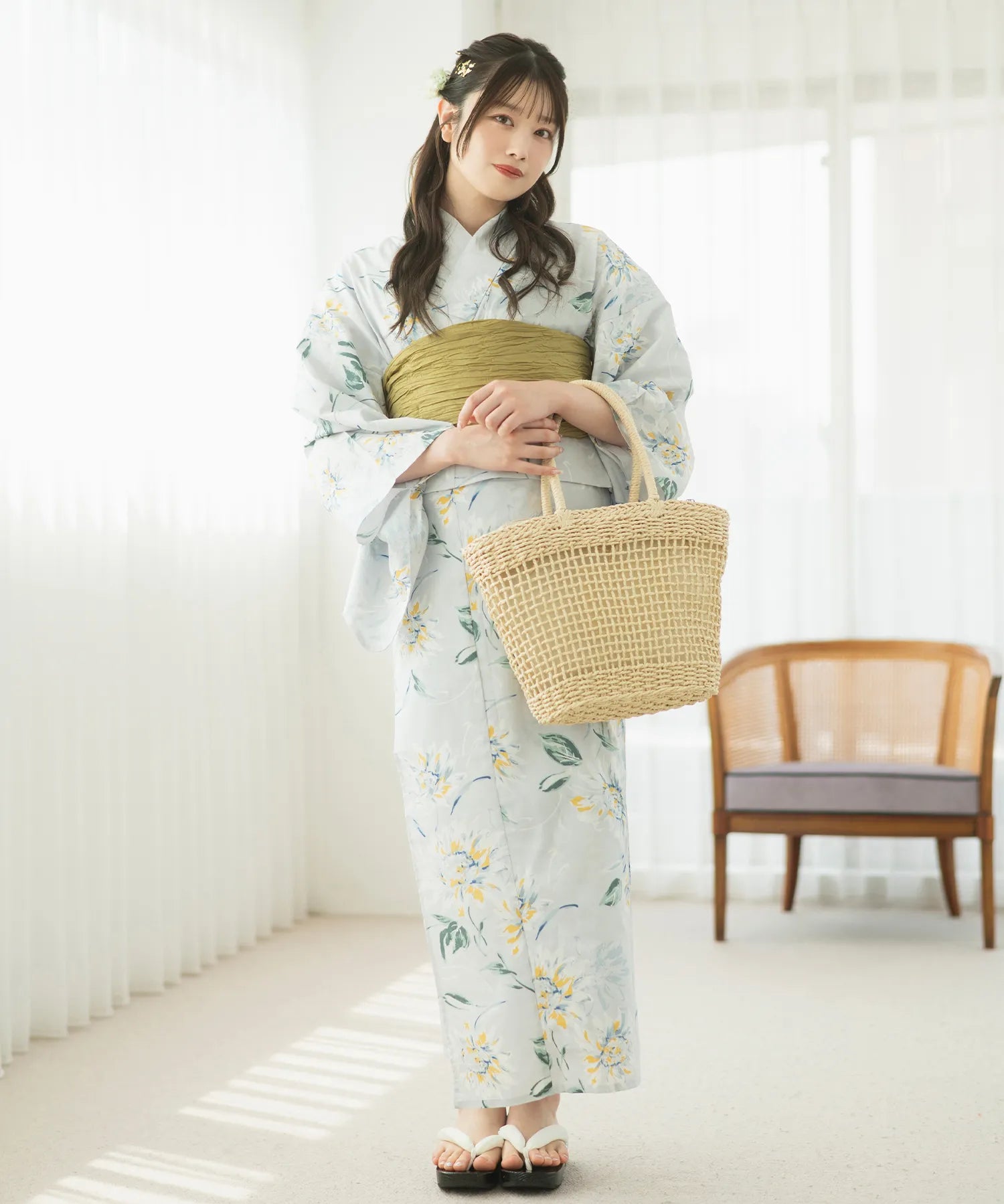 夏麗し浴衣 ひまわり夏乙女 4点セット（浴衣・兵児帯・腰紐×2)