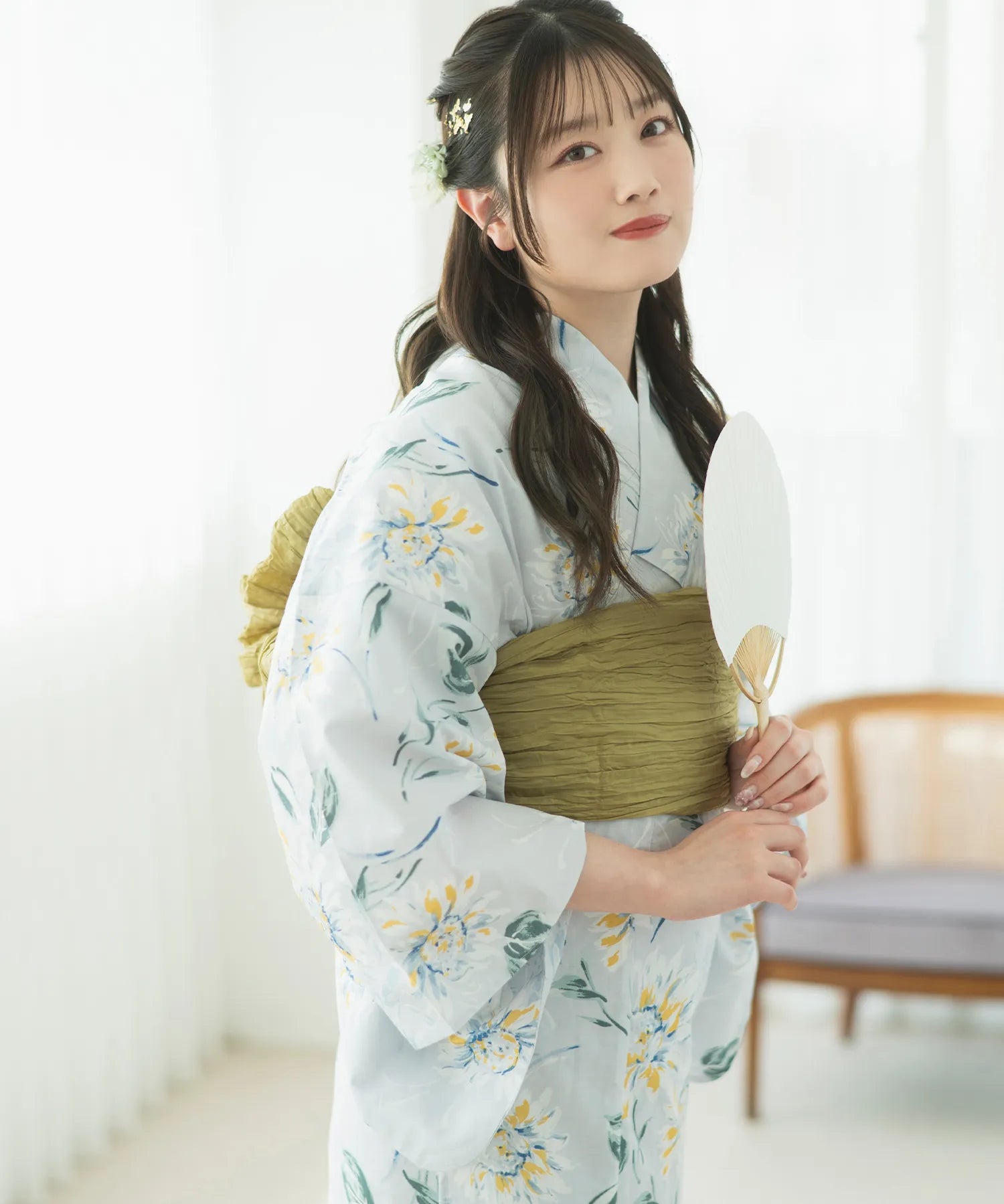 夏麗し浴衣 ひまわり夏乙女 4点セット（浴衣・兵児帯・腰紐×2)