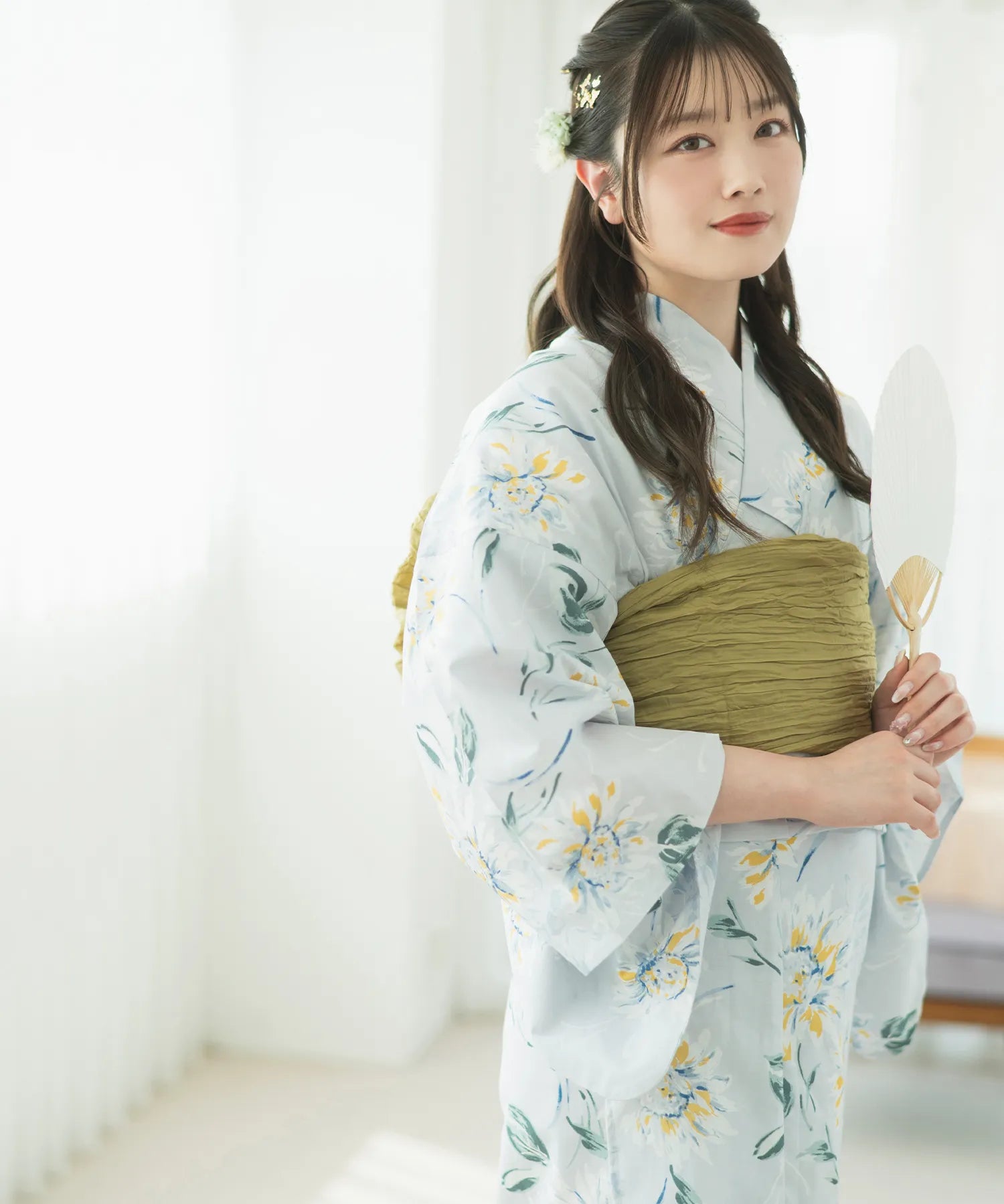 夏麗し浴衣 ひまわり夏乙女 4点セット（浴衣・兵児帯・腰紐×2)