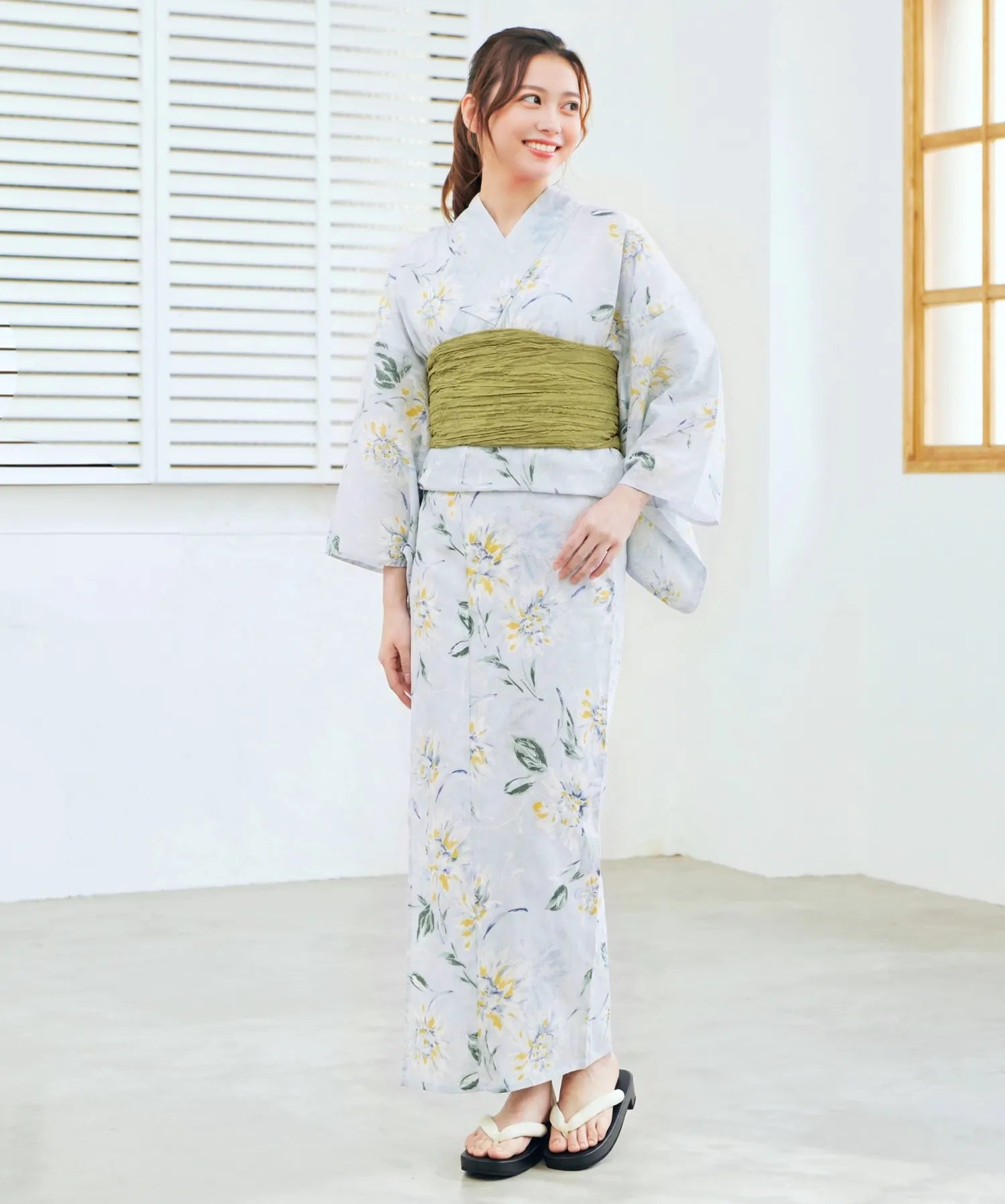 夏麗し浴衣 ひまわり夏乙女 4点セット（浴衣・兵児帯・腰紐×2)