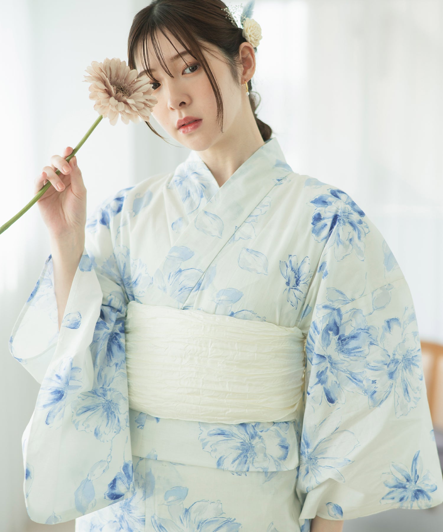 夏麗し浴衣 可憐の花舞 4点セット（浴衣・兵児帯・腰紐×2)