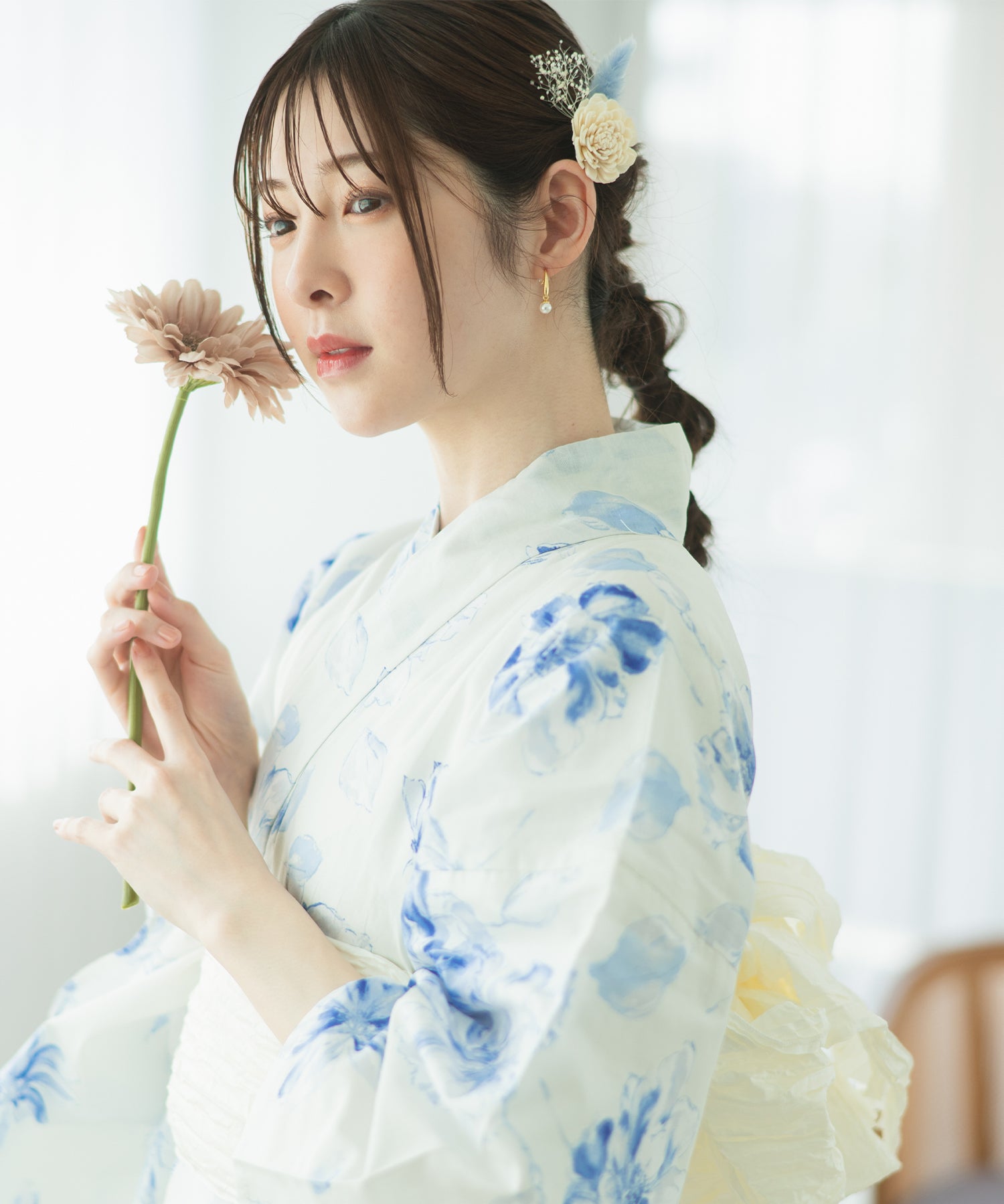 夏麗し浴衣 可憐の花舞 4点セット（浴衣・兵児帯・腰紐×2)
