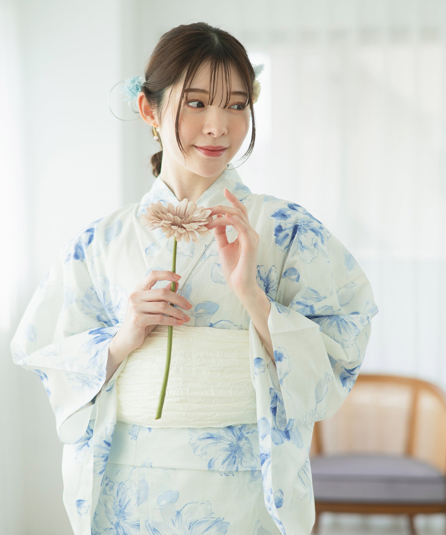 夏麗し浴衣 可憐の花舞 4点セット（浴衣・兵児帯・腰紐×2)