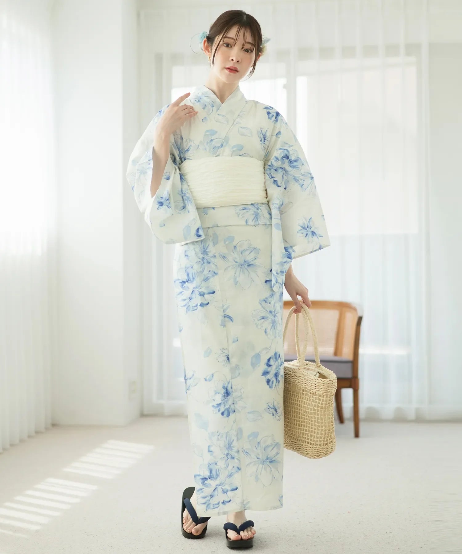 夏麗し浴衣 可憐の花舞 4点セット（浴衣・兵児帯・腰紐×2)