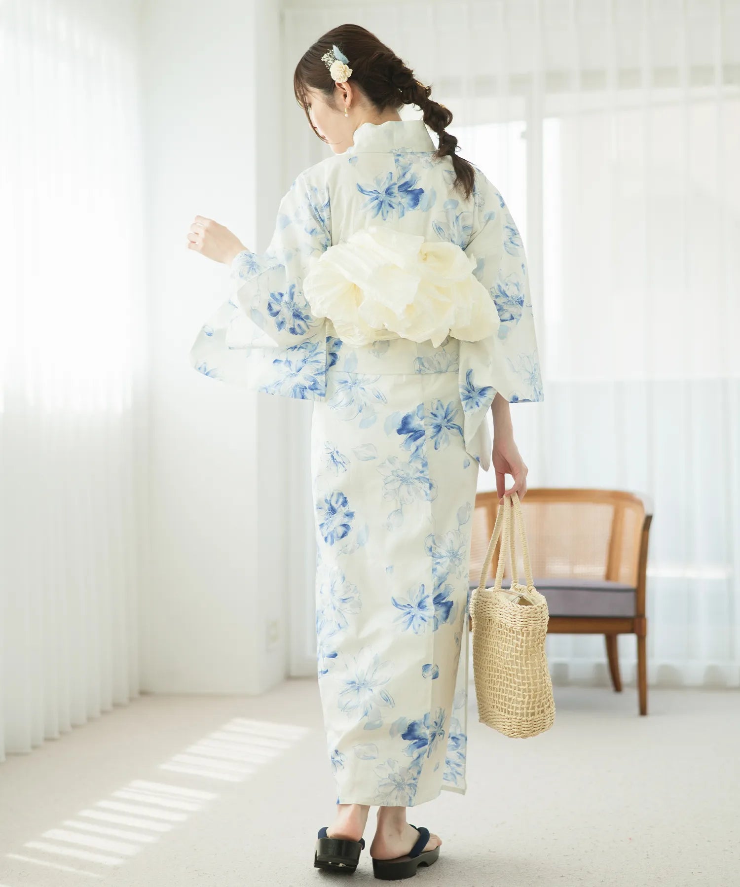 夏麗し浴衣 可憐の花舞 4点セット（浴衣・兵児帯・腰紐×2)