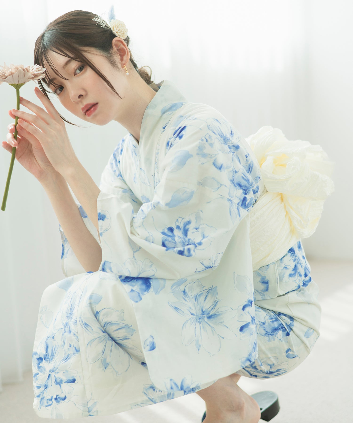 夏麗し浴衣 可憐の花舞 4点セット（浴衣・兵児帯・腰紐×2)