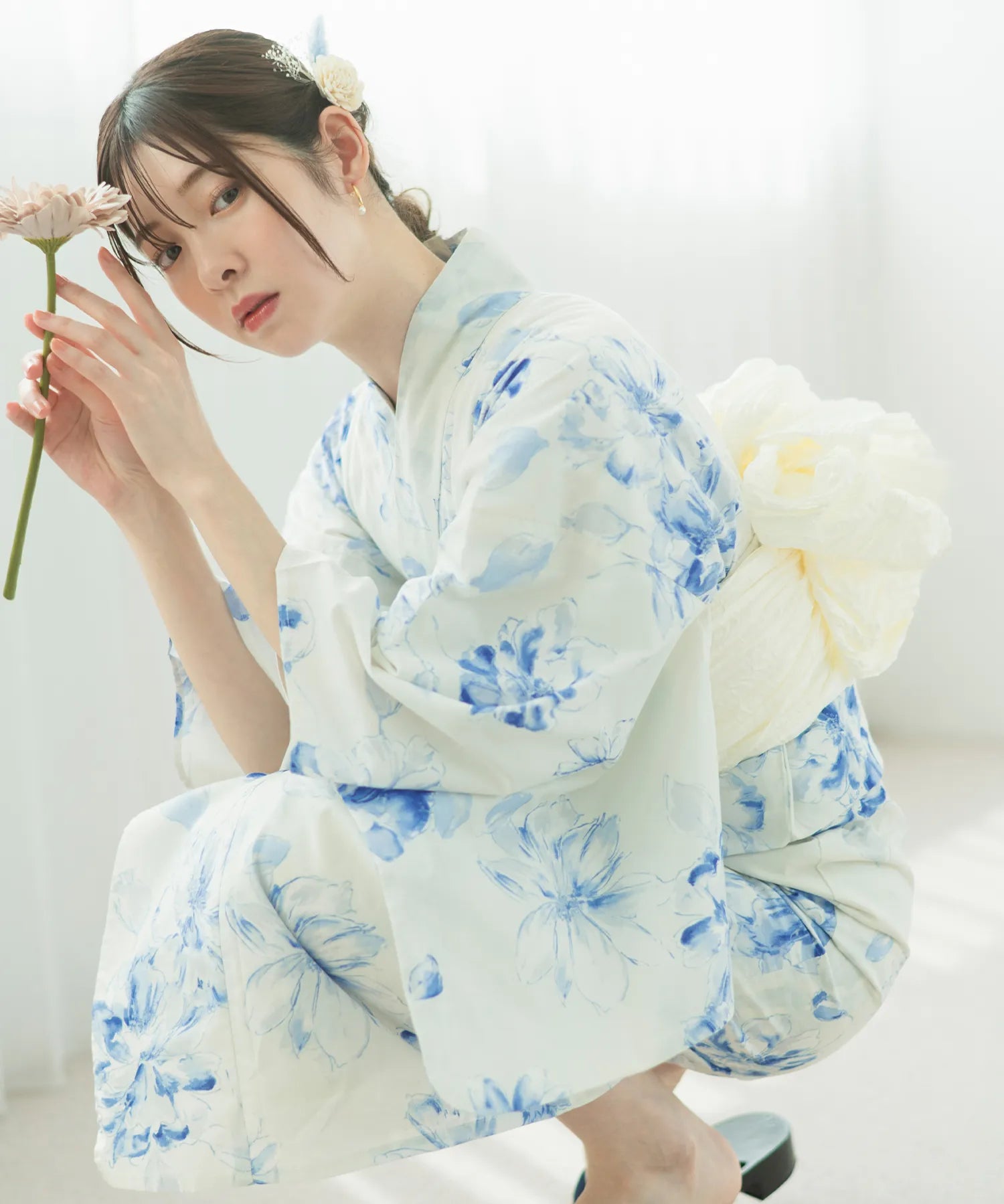 夏麗し浴衣 可憐の花舞 4点セット（浴衣・兵児帯・腰紐×2)