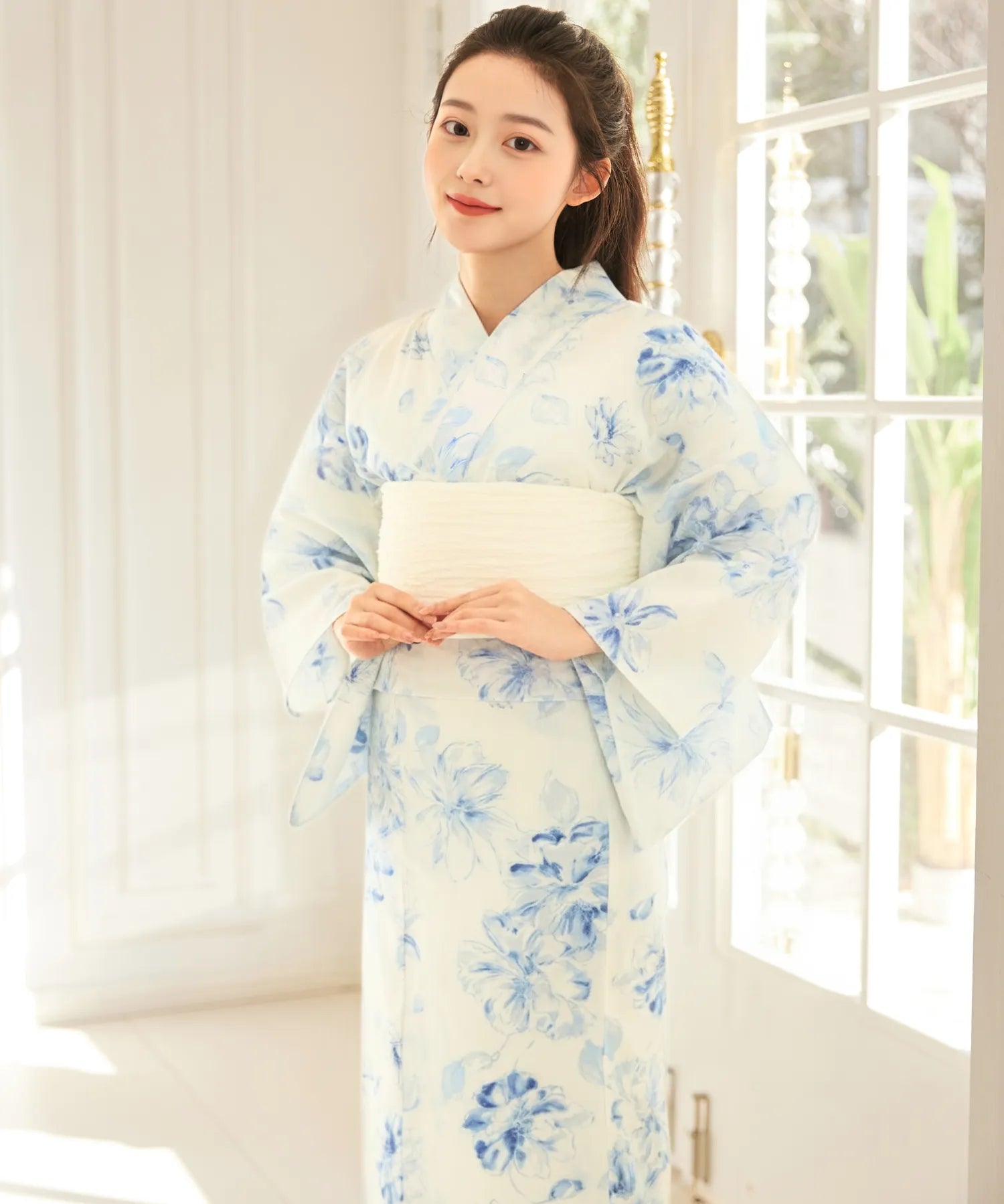 夏麗し浴衣 可憐の花舞 4点セット（浴衣・兵児帯・腰紐×2)