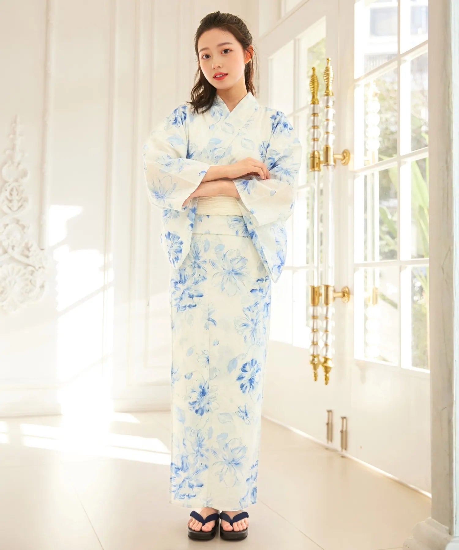 夏麗し浴衣 可憐の花舞 4点セット（浴衣・兵児帯・腰紐×2)
