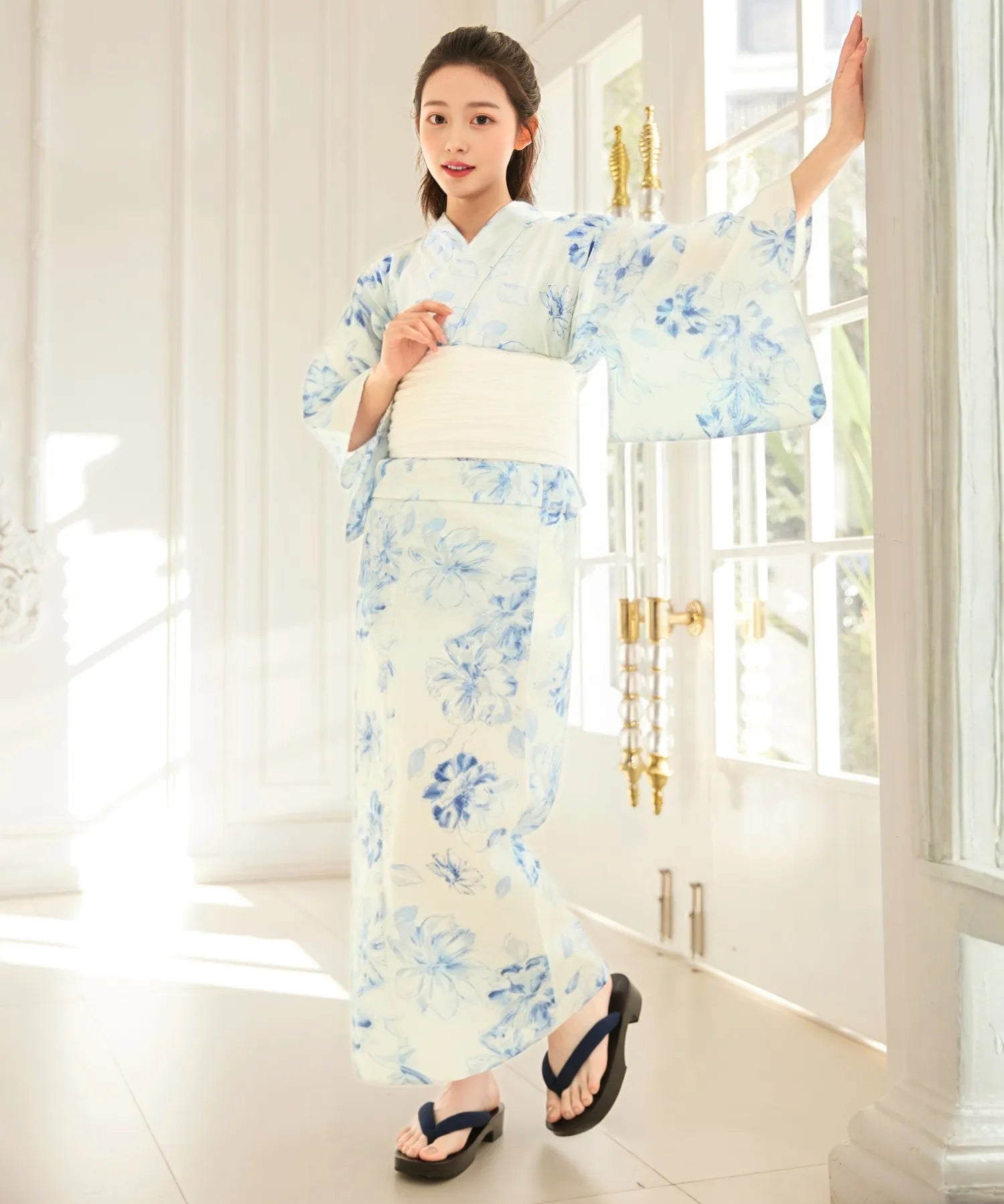 夏麗し浴衣 可憐の花舞 4点セット（浴衣・兵児帯・腰紐×2)