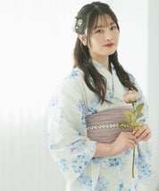 夏麗し浴衣 紫陽花の幻想 4点セット（浴衣・兵児帯・腰紐×2)