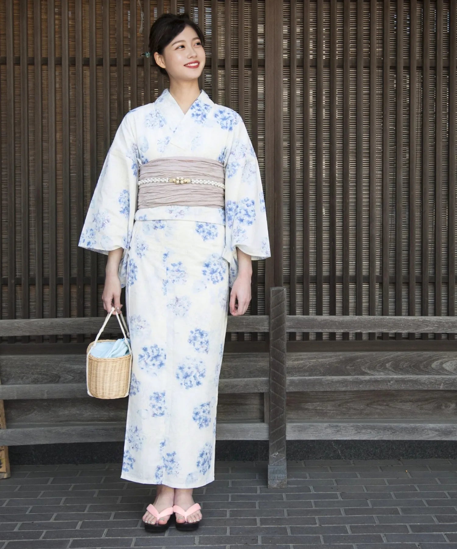 夏麗し浴衣 紫陽花の幻想 4点セット（浴衣・兵児帯・腰紐×2)