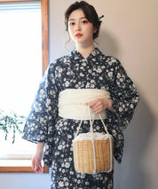 夏麗し浴衣 藍小花 4点セット（浴衣・兵児帯・腰紐×2)