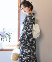 夏麗し浴衣 藍小花 4点セット（浴衣・兵児帯・腰紐×2)