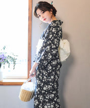 夏麗し浴衣 藍小花 4点セット（浴衣・兵児帯・腰紐×2)