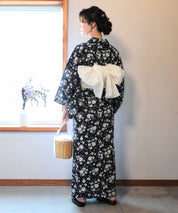 夏麗し浴衣 藍小花 4点セット（浴衣・兵児帯・腰紐×2)
