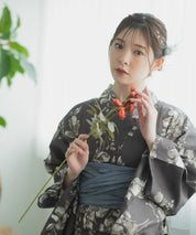 夏麗し浴衣 優美のばら 4点セット（浴衣・兵児帯・腰紐×2)