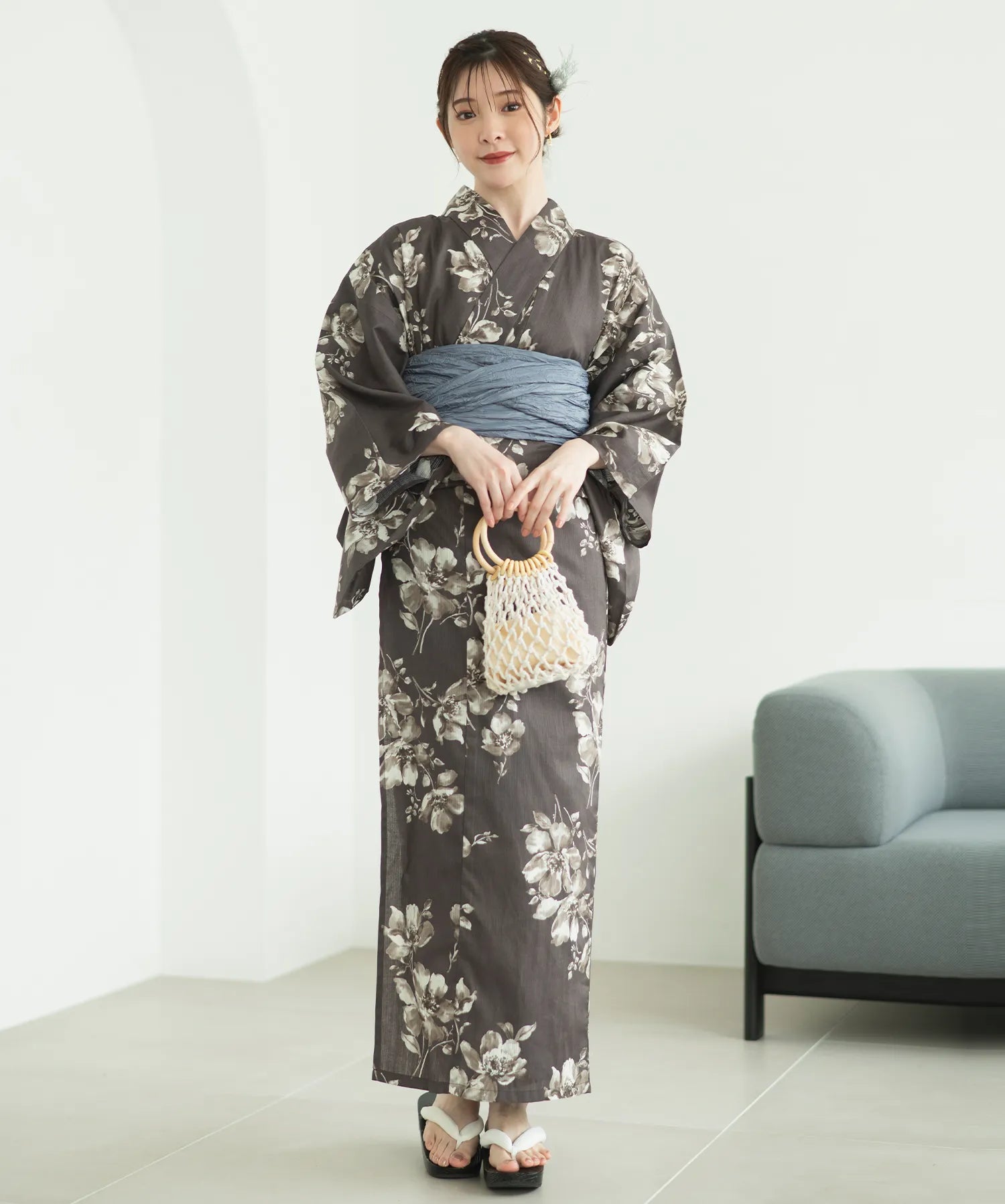 夏麗し浴衣 優美のばら 4点セット（浴衣・兵児帯・腰紐×2)