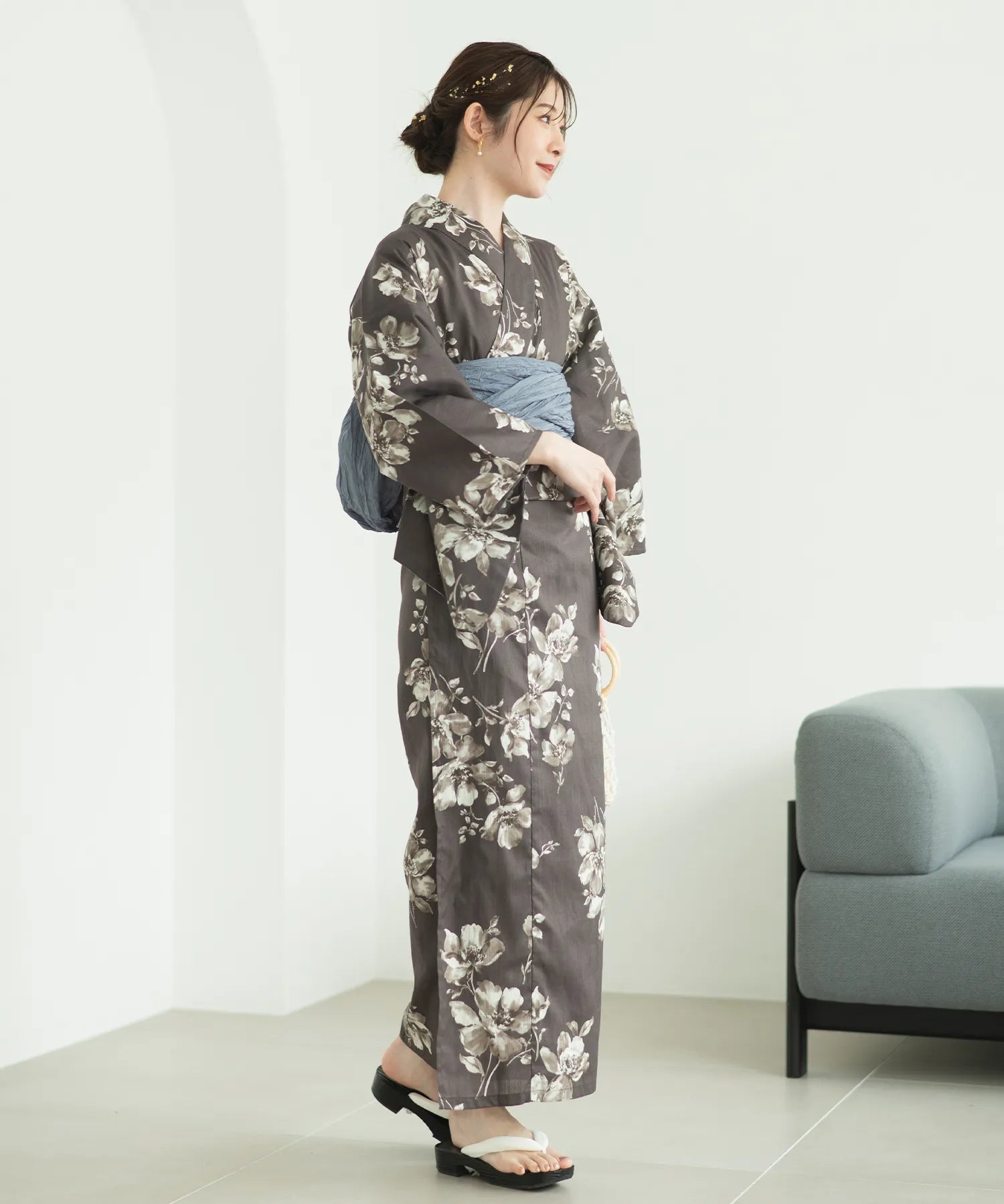 夏麗し浴衣 優美のばら 4点セット（浴衣・兵児帯・腰紐×2)