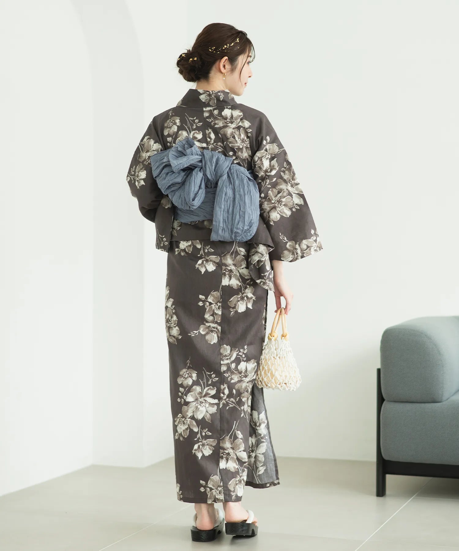 夏麗し浴衣 優美のばら 4点セット（浴衣・兵児帯・腰紐×2)