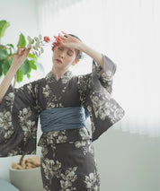 夏麗し浴衣 優美のばら 4点セット（浴衣・兵児帯・腰紐×2)