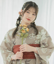夏麗し浴衣 芍薬美人 4点セット（浴衣・兵児帯・腰紐×2)