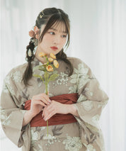 夏麗し浴衣 芍薬美人 4点セット（浴衣・兵児帯・腰紐×2)